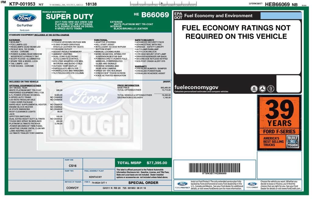 2017 Ford Super Duty F-350 SRW Platinum