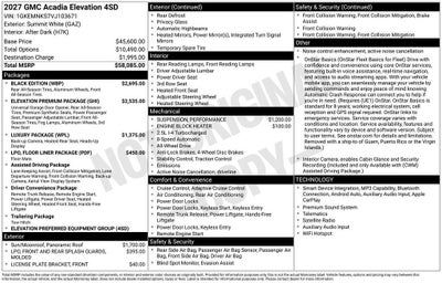 2027 GMC Acadia Elevation