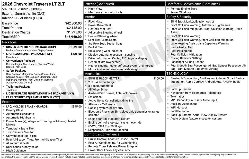 2026 Chevrolet Traverse LT