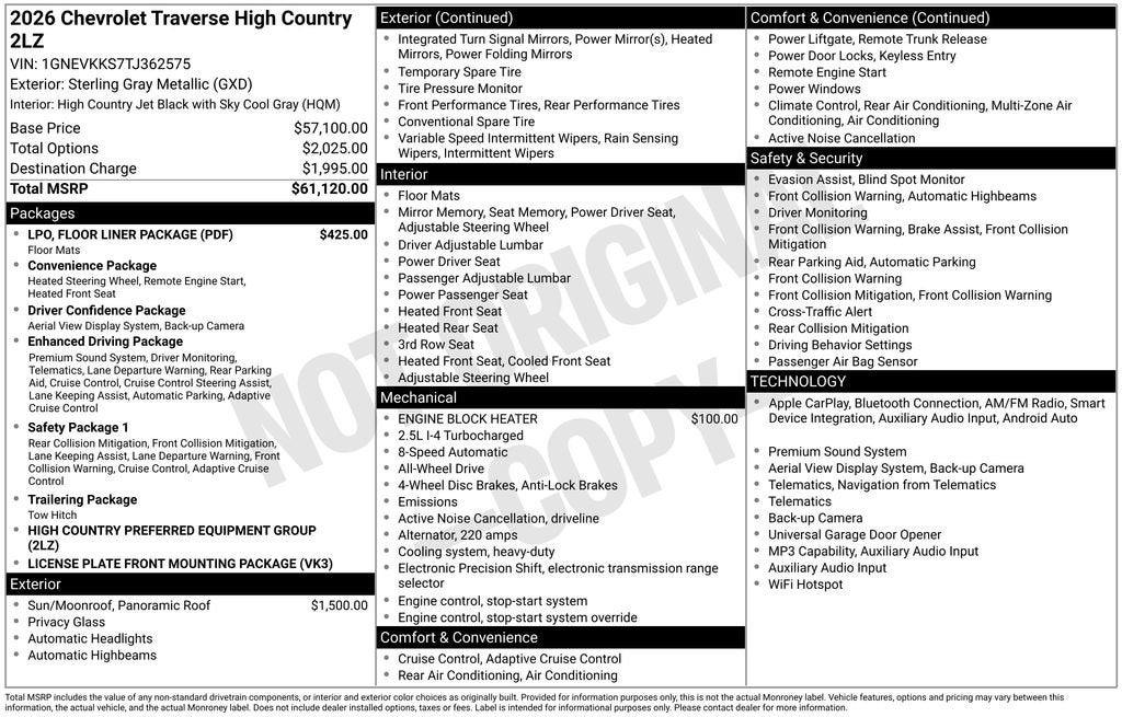 2026 Chevrolet Traverse High Country