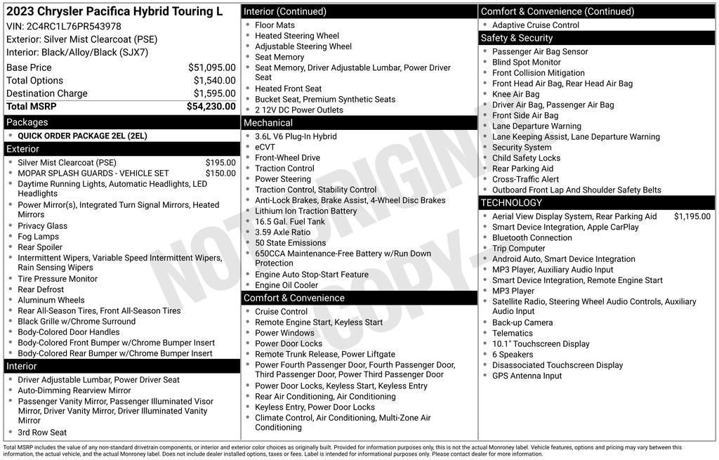 2023 Chrysler Pacifica Hybrid Touring L