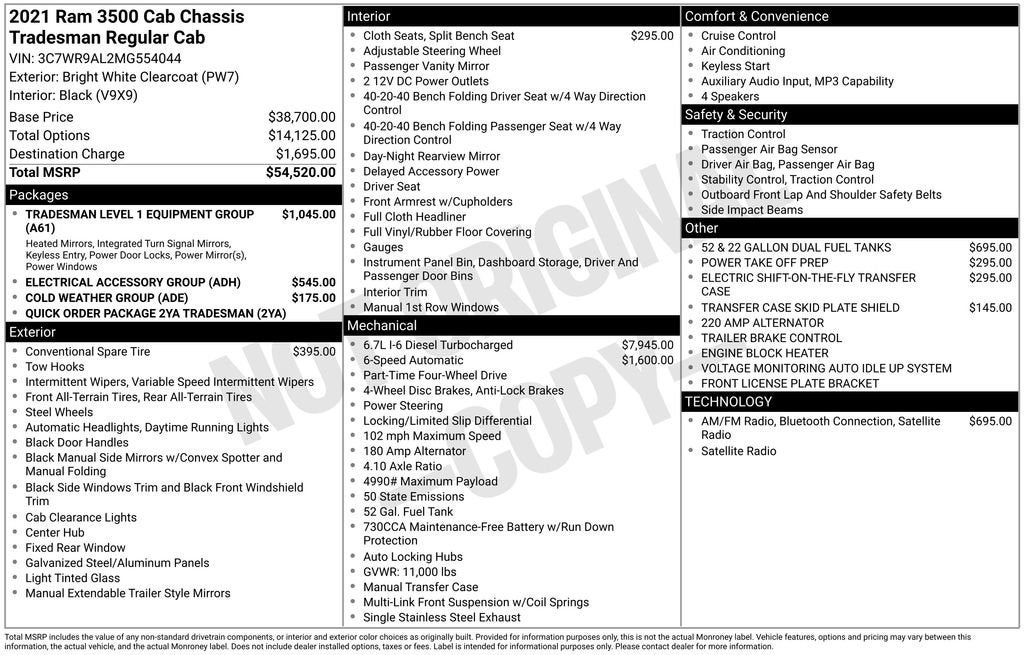 2021 RAM 3500 Chassis Cab Tradesman